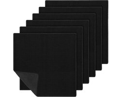 Wasbare keukendoeken 30 x 30 cm, microvezel vaatdoeken met wafelpatroon, super absorberend voor keuken, ramen en glazen reinigen, 6 stuks zwart