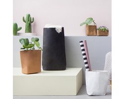 Wasbare Papieren Opbergmand, Maat M, Afmeting: L28xB29xH27 cm, Bruin