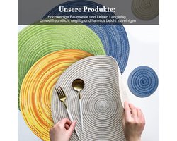 Wasbare Placemats Set van 4: Katoenen Ronde Placemats met Onderzetters - Keuken en Eettafel Decoratie in Beige - Afwasbaar - Verschillende Stijlen