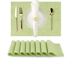 Wasbare placemats - Set van 8 - 30*45*0.1cm - Wasbaar - Antislip - Hittebestendig - PVC placemats - Geschikt voor keukens, eettafels, hotels - Geweven eenvoudige PVC placemats - Keramische bekers, borden en kommen