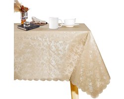 Wasbare Tafelkleed van PVC en Waterdicht PU Leer voor Buiten, Tuin, Feest en Bruiloft (140 x 180 cm, Champagne Goud)