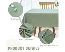 Wasbare Tuin Tafelkleed - Linnen Look - 90 x 140 cm - Weerbestendig - Rectangulair - Voor Buiten - Tuin - Eettafel - Verjaardag - Feest - Bier Tafel - Groen