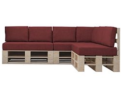 Wasbare Tuinkussens voor EU-Pallets - Set van 10 in Donkerrood