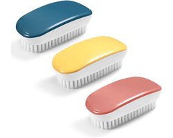 Wasborstel reinigingsborstel 3 stuks kleurrijke hand-held details bescherming gereedschap voor kleding schoenen tapijt gootsteen badkamer (geel rood blauw)