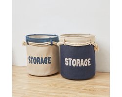 Wasgoed - Wasmand - Wasmand met handvatten - Set van 2 - Wassorteerder - 63 L - 36 cm*41 cm - Milieuvriendelijk - Opvouwbaar - Opbergmand - Opslag - Waszak - Donker Grijs - Blauw - Grijs