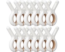 Wasknijpers - Kunststof wasknijpers - Sterke roestvrije veer - Strandlakenklemmen - Wasknijpers - Geschikt voor het drogen van handdoeken, kleding, dekens - 12 stuks - Khaki