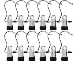 Wasknijpers - pc - 12 stuks - sokkenhaken - hoedenhaken - Haakjes voor handdoeken, theedoeken en vaatdoeken - Badkamerhaken - Metalen wasknijpers - clips - metalen clips - verdikte antislipclips