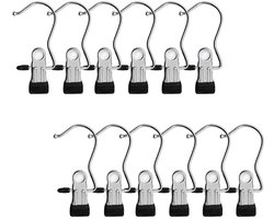 Wasknijpers - pc - Kleerhanger - 12 stuks - sokkenhaken - hoedenhaken - Haakjes voor handdoeken, theedoeken en vaatdoeken - Badkamerhaken - Metalen wasknijpers - clips - metalen clips - verdikte antislipclips