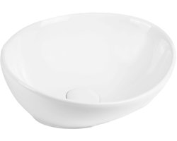 Waskom Alma White Ovaal - 32.5x39x14cm - Wasbak - Waskommen - Wastafel Keramiek - Glans Wit