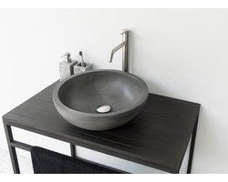 Waskom beton - Donker grijs - Rond - 40x40x14cm - Indonesisch - Design