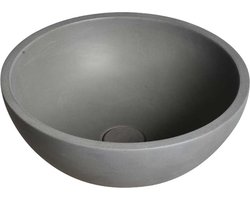 Waskom beton voor wastafel onderkast, betonnen wasbak rond grijs,  natuurlijk beton rond 36x14,5 cm BET-505nc