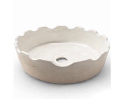 Waskom - Handgemaakte Marokkaanse Waskom - Opbouw Wastafel - Keramiek - Rond - Ø35cm - Off White