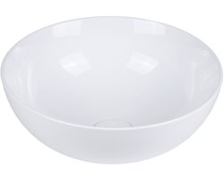 Waskom Lena Wit Rond - 38.5x38.5x14 cm - Wasbak - Waskommen - Wastafel Keramiek - Glans Wit