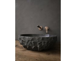 Waskom natuursteen 35 cm doorsnee - 15 cm hoog (incl. plug)