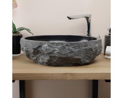 Waskom natuursteen 40 cm doorsnee - 12 cm hoog (incl. plug)