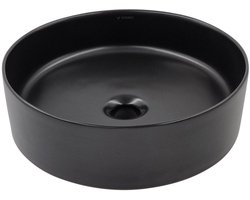 Waskom Opbouw Keramiek Rond - Wastafel - Rond - Nano Coating - Mat Zwart - 40 cm Ø