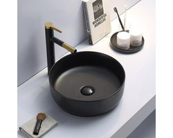 Waskom Rond Victoria Color Line Mat Zwart incl. waste op kleur