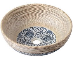 Waskom Sapho Priori Rond 42x15 cm Keramiek Decor Beige / Blauw