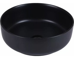 Waskom Sofia Black Rond - 38.5x38.5x14cm - Wasbak - Waskommen - Wastafel Keramiek - Mat Zwart