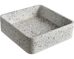 Waskom terrazzo, vierkante wasbak terrazzo wit,  licht terrazzo, vierkant 39x12 cm TRZ-502lt