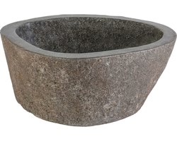 Waskom Van Natuurlijke Riviersteen - Grijs 30-35x15x3cm