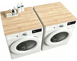 Wasmachine Beschermer Bovenkant - 2 Stuks - Anti Slip Mat Hoes - Wasmachineaccessoires - Geschikt Voor Gebruik Bovenop Wasmachines/Drogers of in Opbergruimtes in De Wasruimte.Beschermer - Houtnerfdesign - 50 X 60 Cm