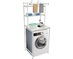 Wasmachine En Droger Opbergrek 3 Niveaus 69*60*176.5cm Wasmachinekast Voor Badkamer Keuken Ruimtebesparend