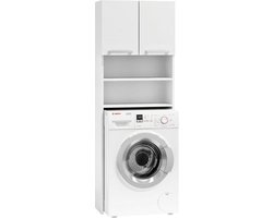 Wasmachine kast - 4 schappen & 2 deuren - wit
