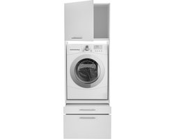 Wasmachine kast met verhoger - Wasmachine kast - Wasmachine ombouw meubel - Wit