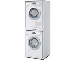 Wasmachine kast. Wasmachine en drogerkast. Wasmachine en droger op elkaar stapelen
