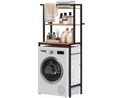 Wasmachine Kast - Wasmachine Meubel - Opbergkast - Badkamer - Waskamer - 3 Planken - Zwart - Hout