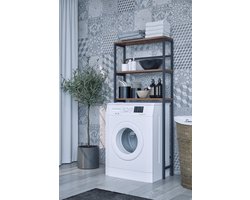 Wasmachine Kast| Wasmachine Rek| 3 Laags| Wasmachine Ombouw| Opbergruimte| Wasmachine Meubel| Donkere Walnoot| Vrijstand| 21x66x150 cm