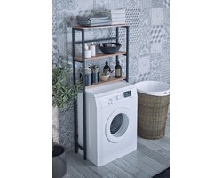 Wasmachine Kast| Wasmachine Rek| 3 Laags| Wasmachine Ombouw| Opbergruimte| Wasmachine meubel| Licht Walnoot| 21x66x150 cm