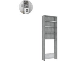 Wasmachine ombouw - Kast - Opbouwmeubel - Verhoger - Wasmachine meubel - Opbergkast - Hout - Grijs Sonoma