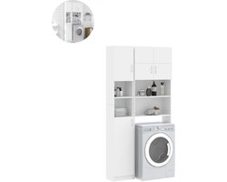 Wasmachine ombouw - Kast - Opbouwmeubel - Verhoger - Wasmachine meubel - Opbergkast - Hout - Wit