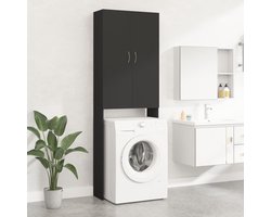 Wasmachine ombouw - Kast - Opbouwmeubel - Verhoger - Wasmachine meubel - Opbergkast - Hout - Zwart