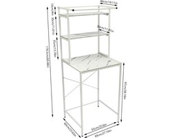 Wasmachine ombouw rek - Wasmachine rek - 69x60x176.5cm - Wasmachine rek met opbergruimte zwart - Wasmachine rek bovenlader zwart - Wasmachine rek voorlader - Marmer wit - Toilet kast - Wc meubel - Wc kast