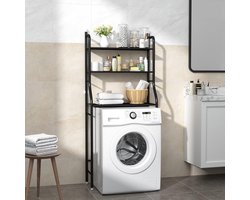 Wasmachine ombouw rek zwart 163 x 68 x 25 cm - Wasmachine rek zwart - Wasmachine ombouw zwart - Wasmachine rek met opbergruimte zwart - Wasmachine rek bovenlader zwart - Wasmachine rek voorlader zwart - Toilet kast - Wc meubel - Wc kast