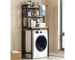 Wasmachine Rek - 3 laags - Robuust - Vocthbestendig - 69 x 60 x 177 cm - Zwart