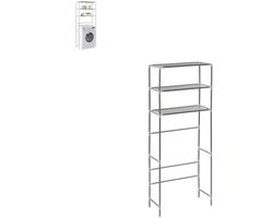 Wasmachine rek - Ombouw - Kast - Opbouwmeubel - Verhoger - Wasmachine meubel - Opbergkast - Ijzer - Zilver