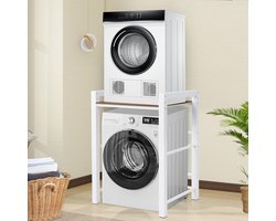 Wasmachine Rek - Wasdroger Kast - Ruimte Besparen - 3 Verstelbare Planken - 75x65x105 cm - Wit