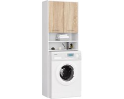 Wasmachinekast - Badkamerkast Opzetkast - Ruimte Besparen - Standaard Wasmachines - 64 x 180 cm - Wit
