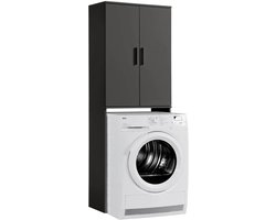 Wasmachinekast - Badkamerkast - Ruimte Besparen - Verstelbare Planken - 180x65x34 cm - Antraciet