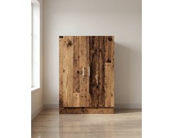 Wasmachinekast met Opbergruimte 70,5x71,5x91,5 cm – Rustiek Houtlook Badkamerkast met 2 Deuren – Multifunctionele Wasruimte Kast – Bruin – Ganeey