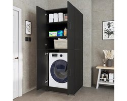 Wasmachinekast met Planken - Droogkast Opbergkast - Ruimte Besparen - Hoogte Verstelbaar - 186 x 70 x 74 cm