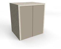 Wasmachinekast - Opbergkast Badkamer - Ruimte Besparen - Push-pull deuren - 79 x 91 cm - Taupe Steen