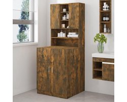 Wasmachinekast Opzetkast Badmeubel Opslag Ruimtebesparend Gerookt Eiken