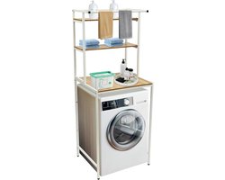 Wasmachinerek met 3 planken, draagvermogen van 10 kg, rek boven wasmachine, badkamerrek van metaal, ruimtebesparend, voor badkamer, bijkeuken, balkons