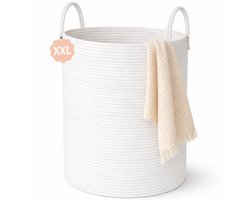 Wasmand 100L XXL – Katoenen Wasmand – Opbergmand – Wassorteerder – Wit