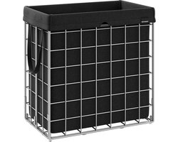 - Wasmand 110L (58 x 33 x 58 cm) - Opvouwbare wasmand - Afneembare en wasbare waszak - Metaal - Draadrek voor slaapkamer - Badkamer Wasruimte - opvouwbaar metalen draadframe Zilver-Zwart